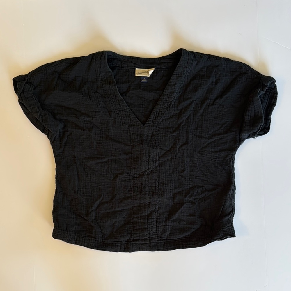 Black V-Neck Women's Top